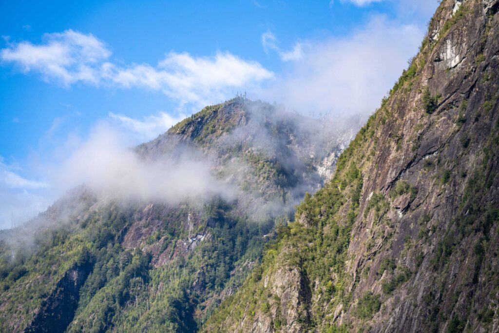 Steep Mountains Sheer Cliff Near Lake Tagua Tagua in Patagonia Chile